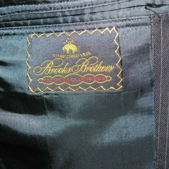 Brooks Brothers Vintage  Custom Clothiers Navy Striped Two Button Suit 40R - Picture 12 of 12